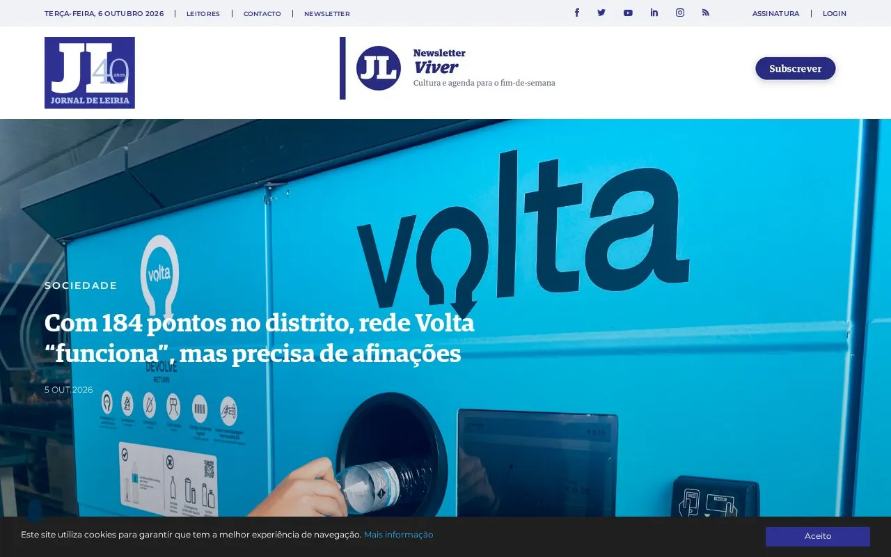 Jornal de Leiria homepage screenshot