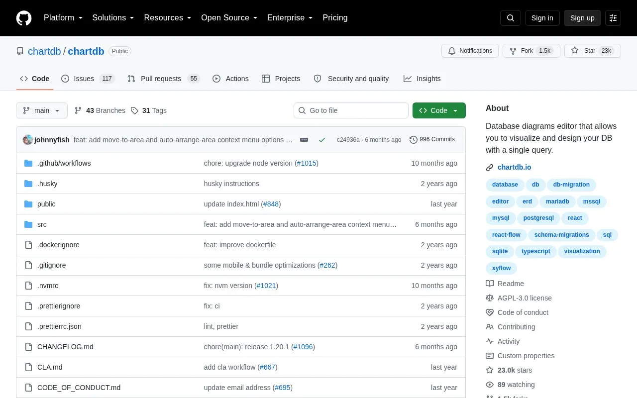 Chartdb homepage screenshot