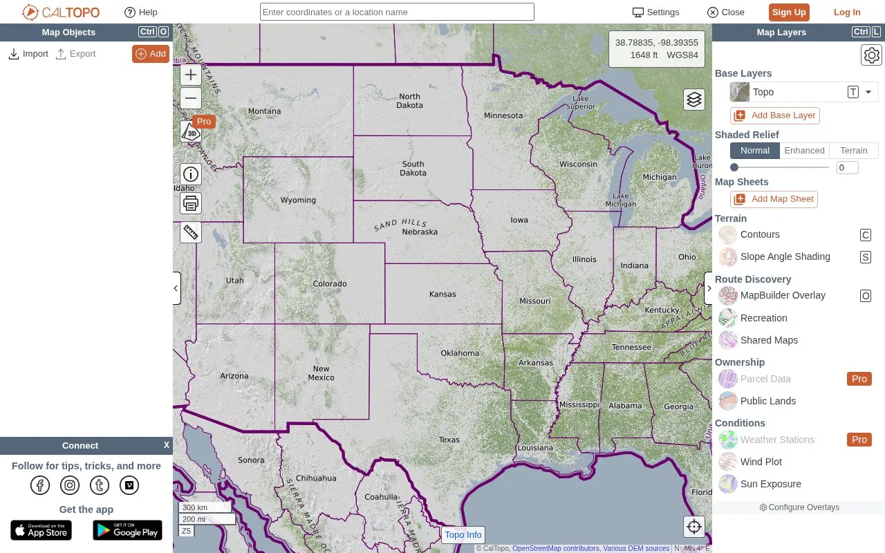 Caltopo homepage screenshot