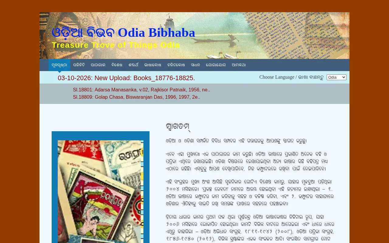 Odia Bibhaba homepage screenshot