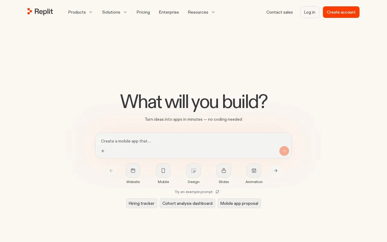 replit homepage screenshot