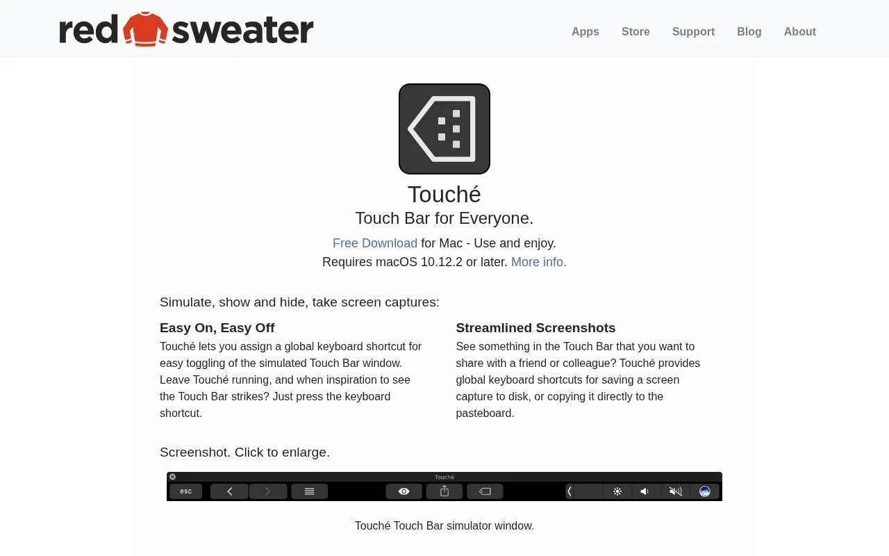 Touché homepage screenshot