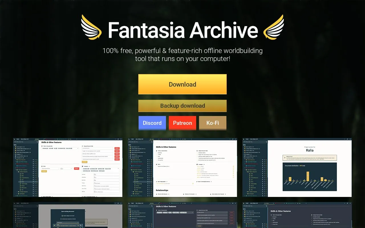 Fantasia Archive homepage screenshot