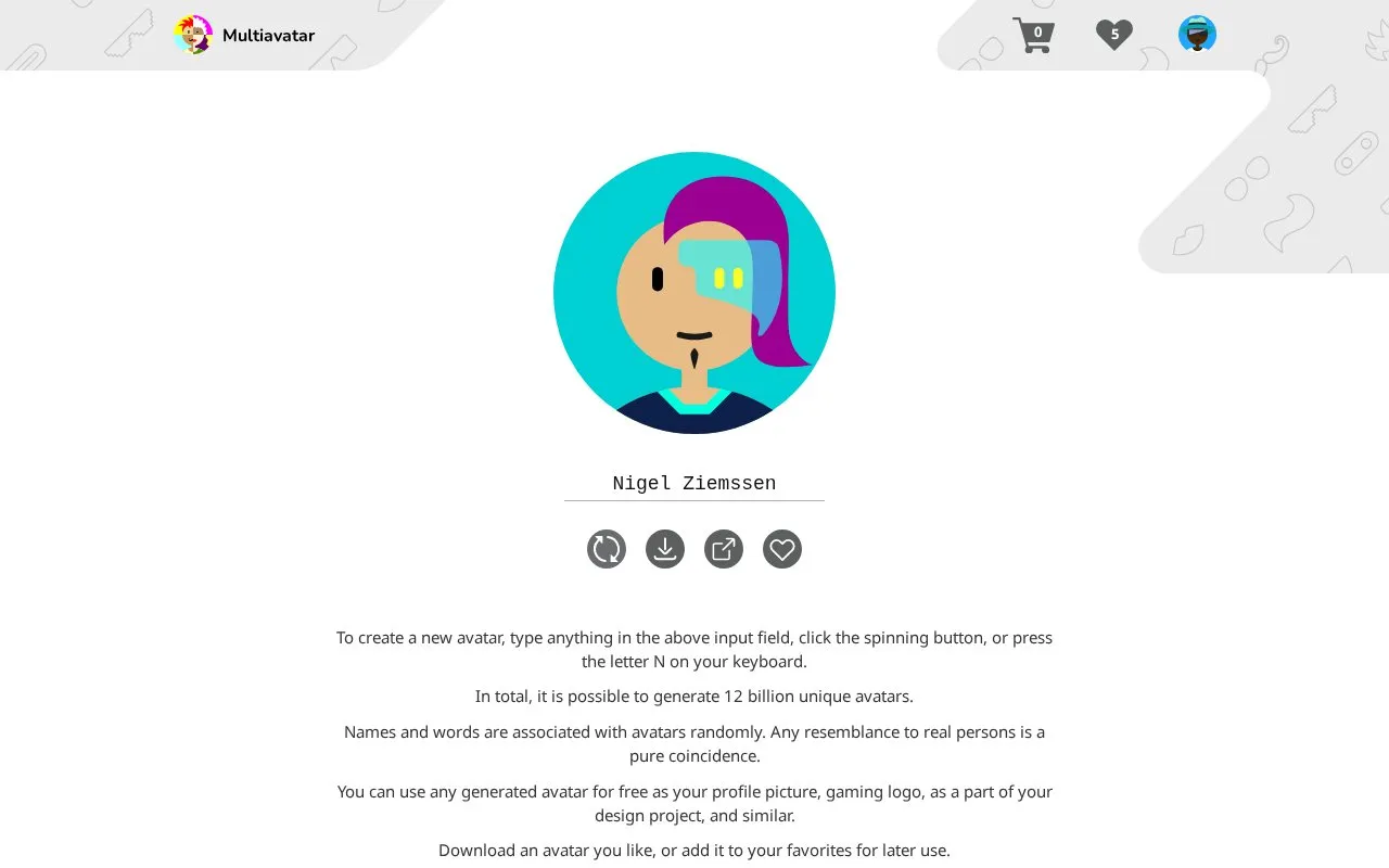 Multiavatar homepage screenshot