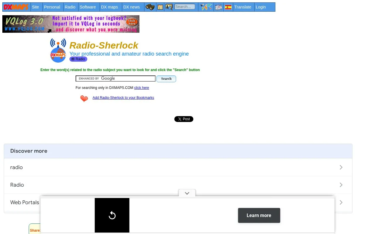 Radio-Sherlock homepage screenshot