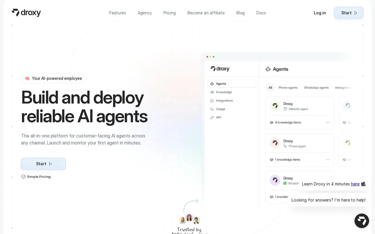 Droxy homepage screenshot
