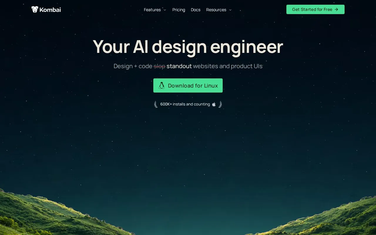 Kombai homepage screenshot