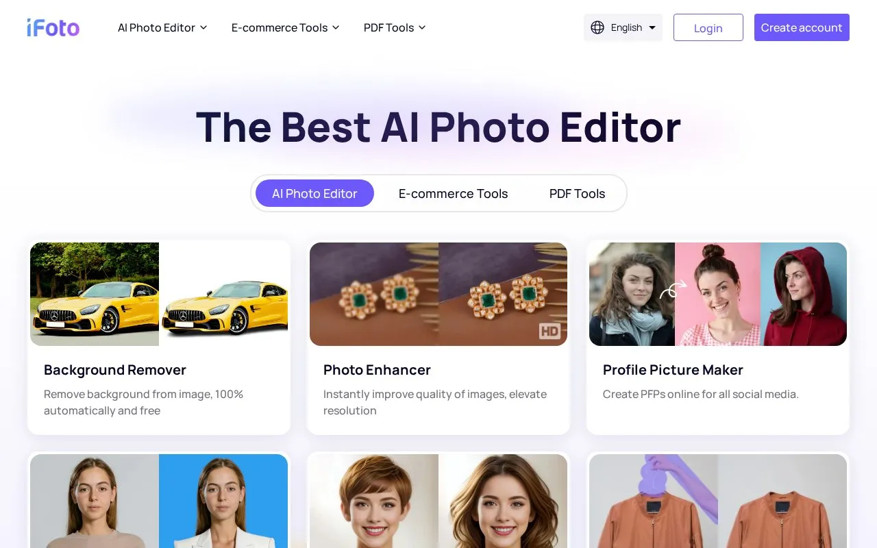 iFoto homepage screenshot
