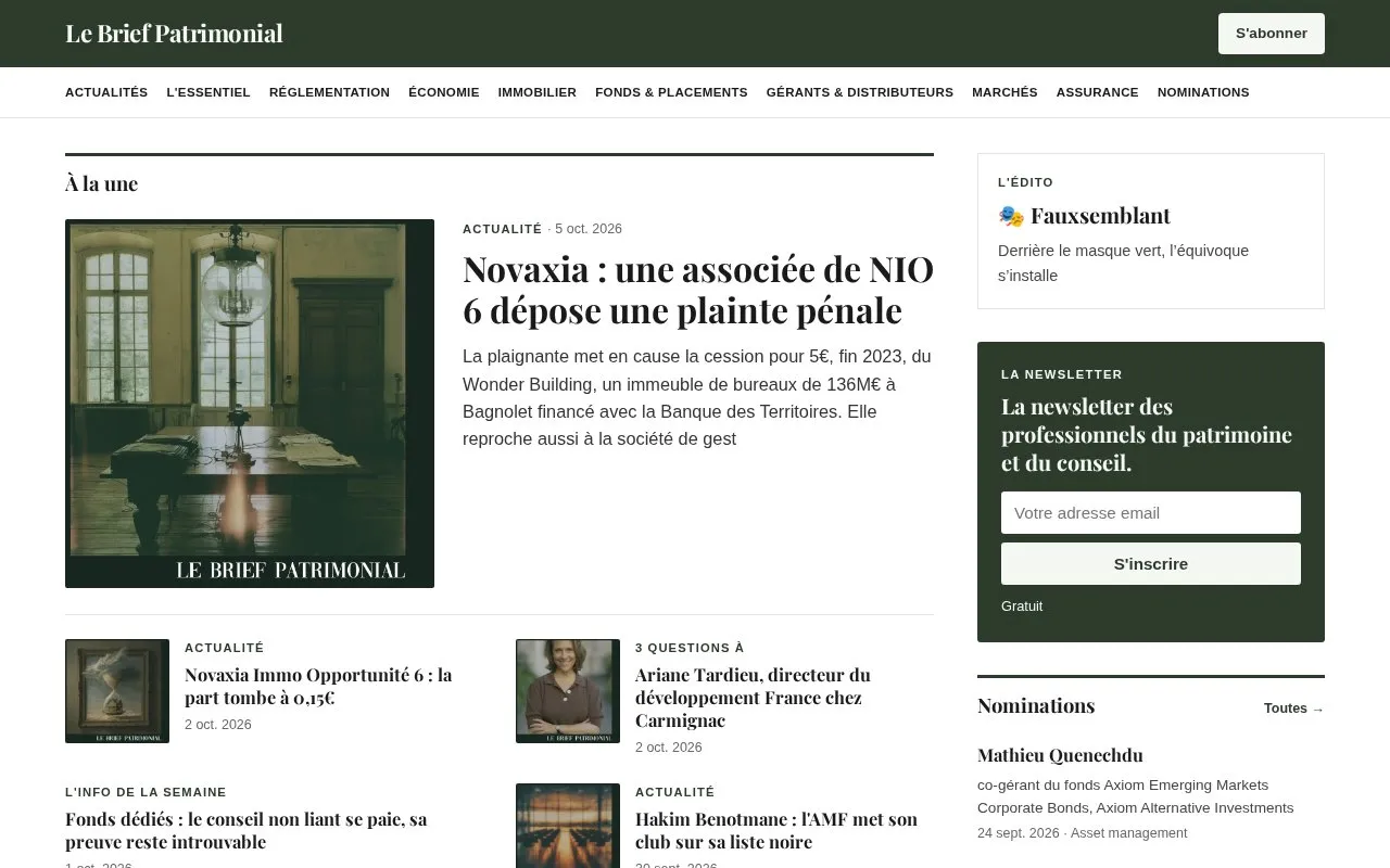 Le Brief Patrimonial homepage screenshot