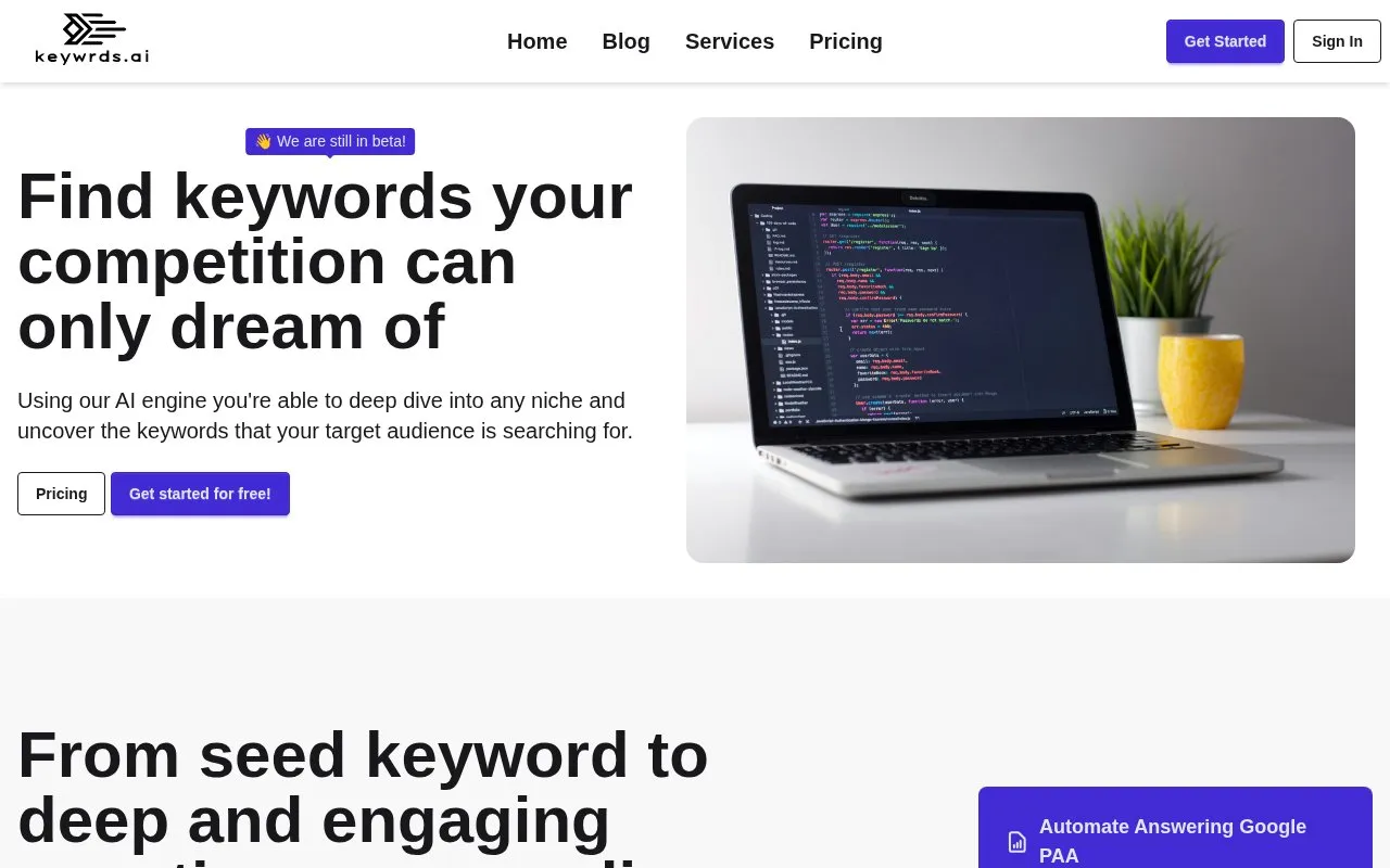 Keywrds.ai homepage screenshot