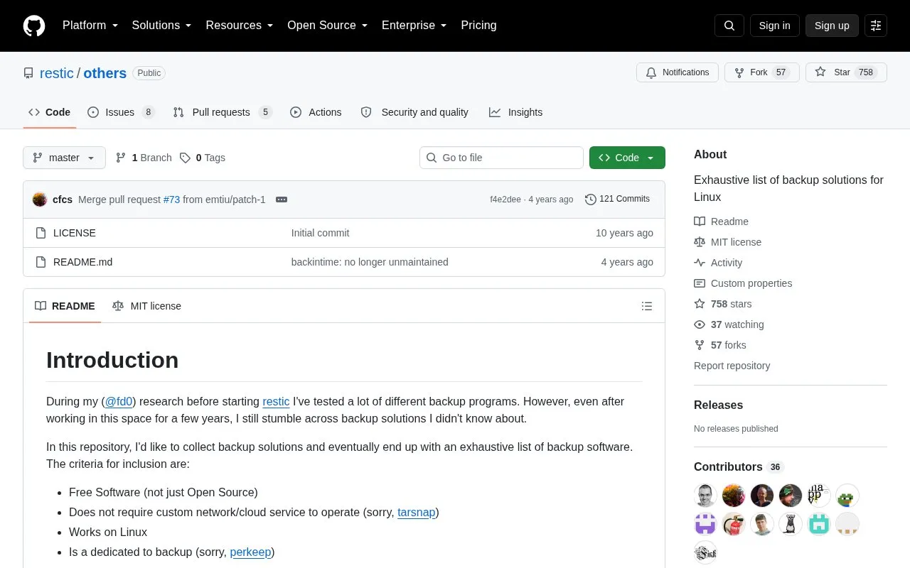 Linux File Backup homepage screenshot