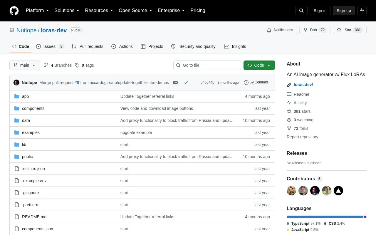 Loras Dev homepage screenshot