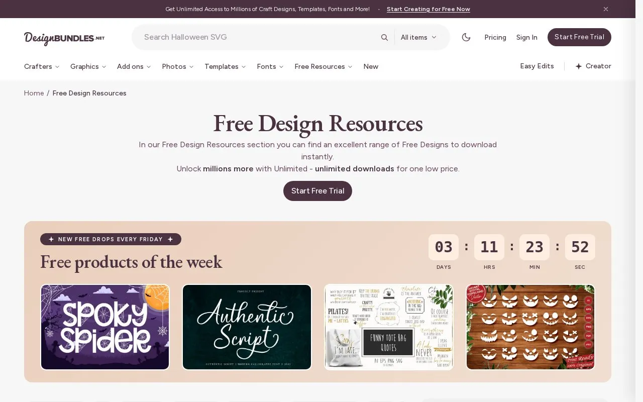 Design Bundles homepage screenshot