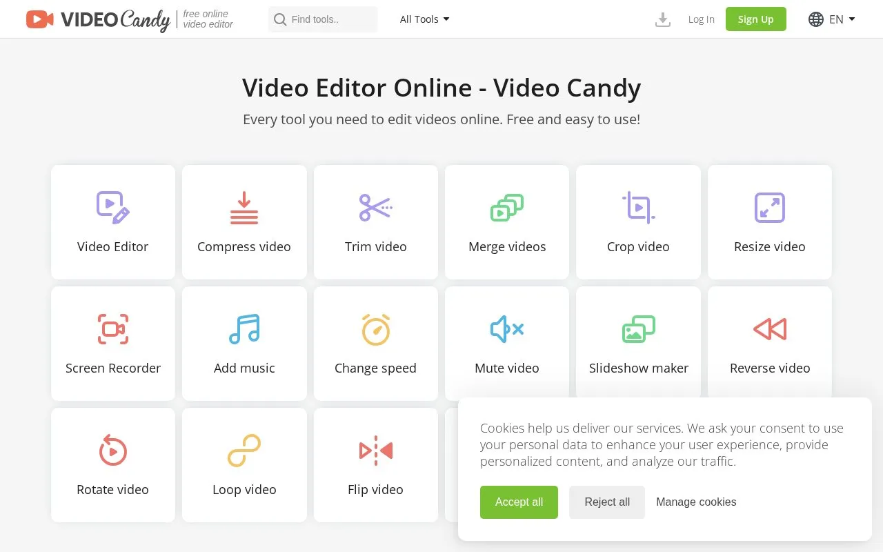 VideoCandy homepage screenshot