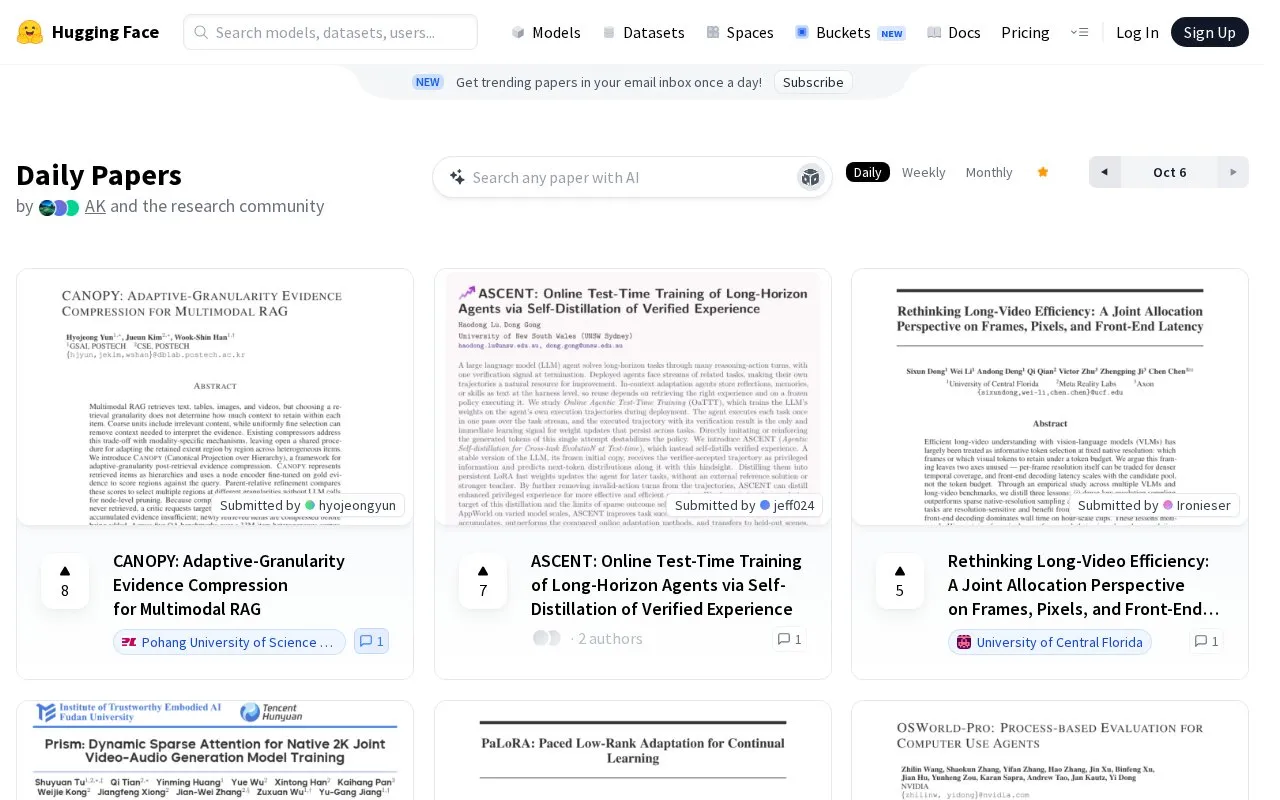 Daily Papers homepage screenshot