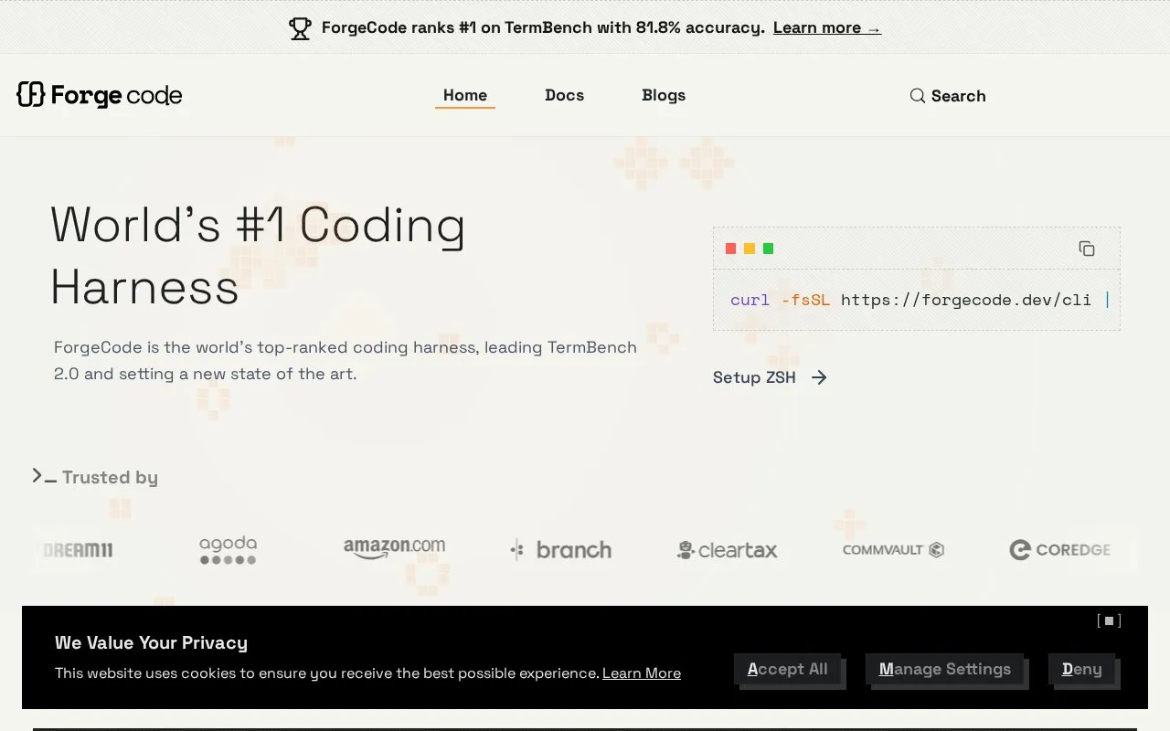 ForgeCode homepage screenshot