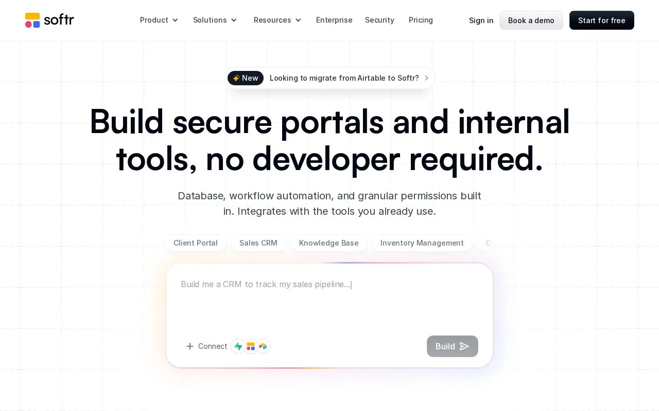 Softr homepage screenshot