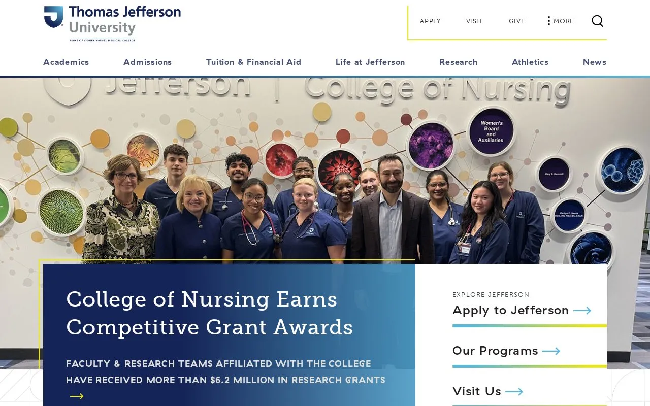 Thomas Jefferson University homepage screenshot