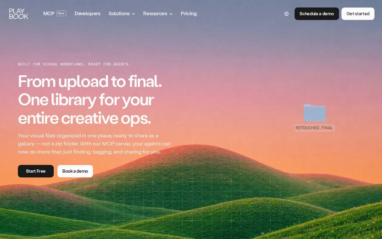 Playbook homepage screenshot