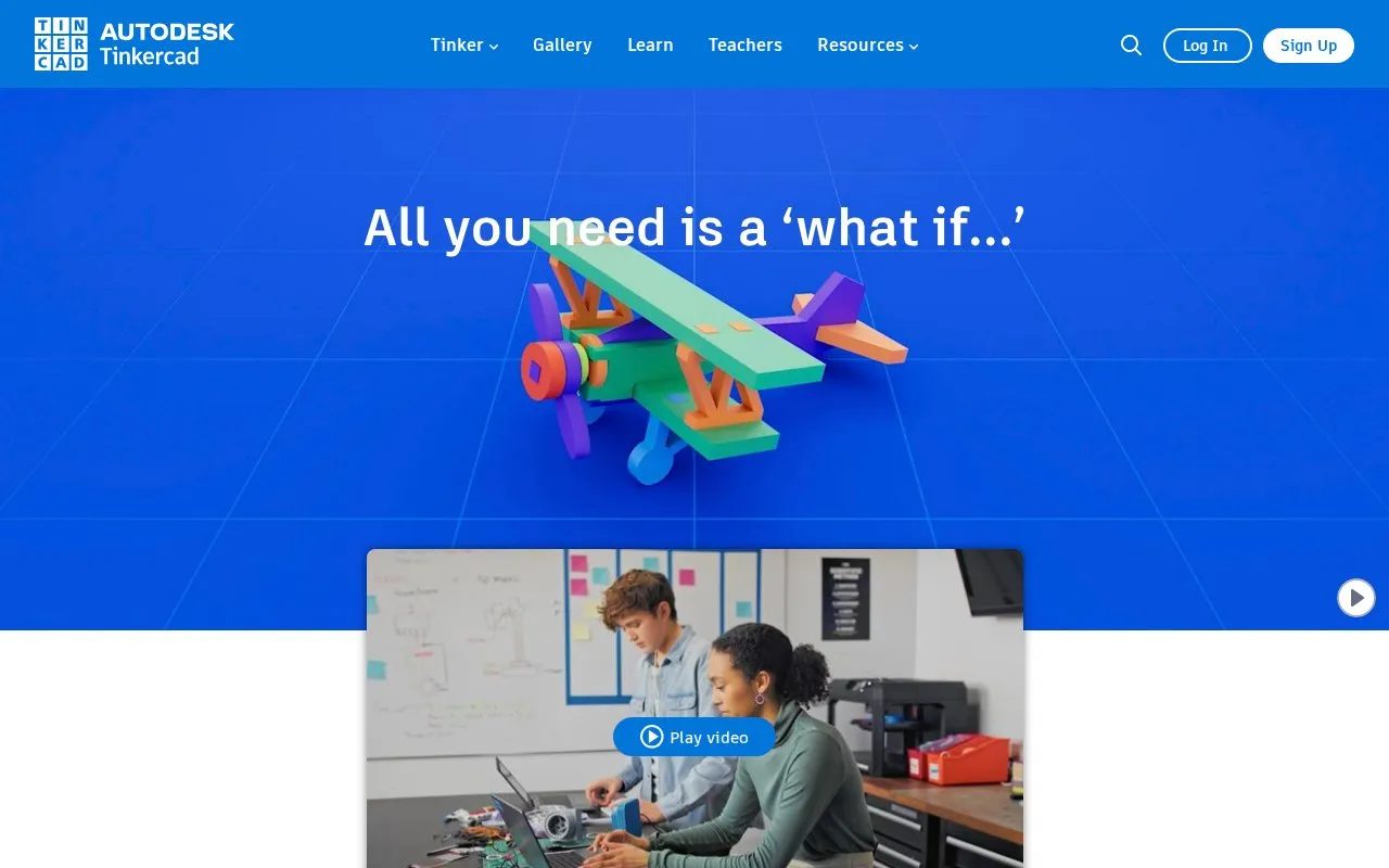 Tinkercad homepage screenshot