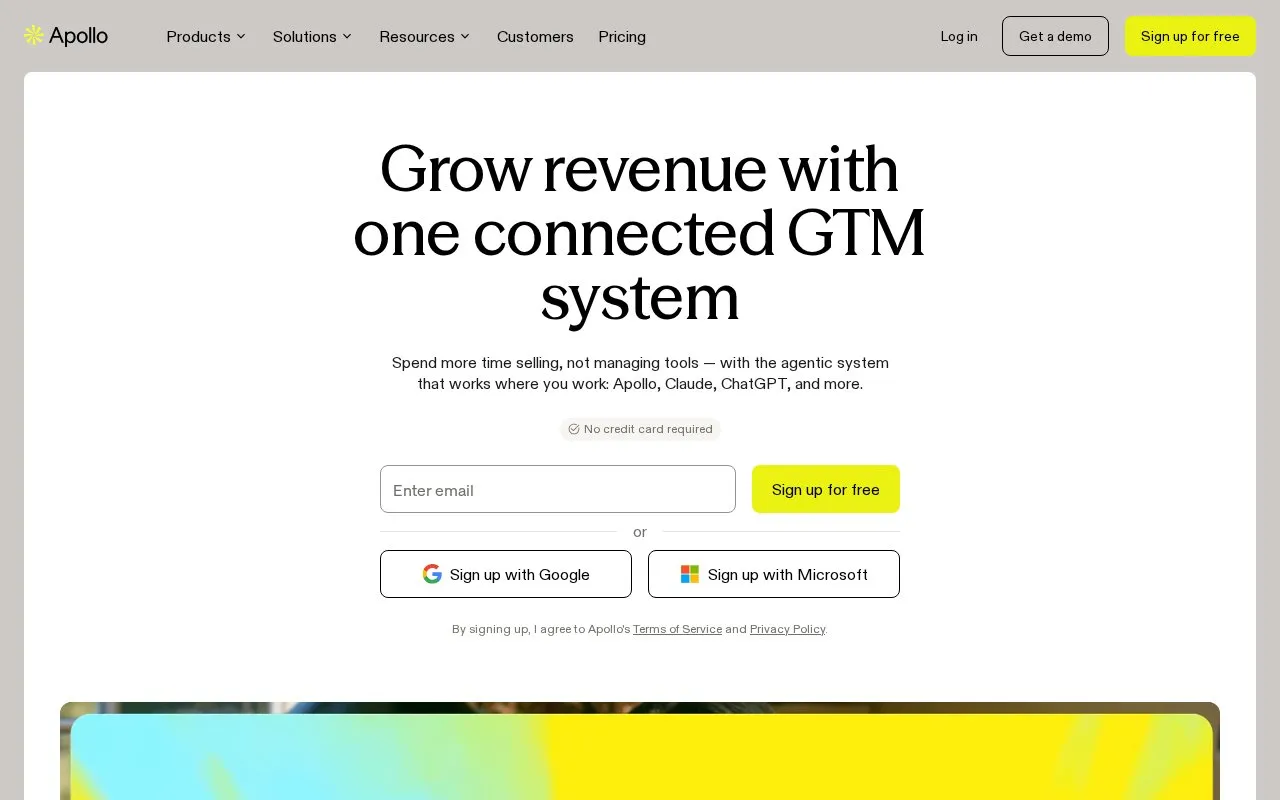 Apollo.io homepage screenshot