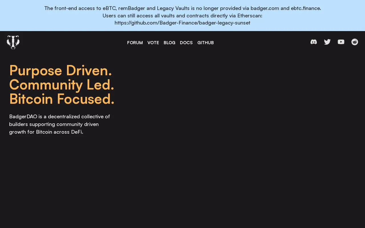 Badger DAO homepage screenshot