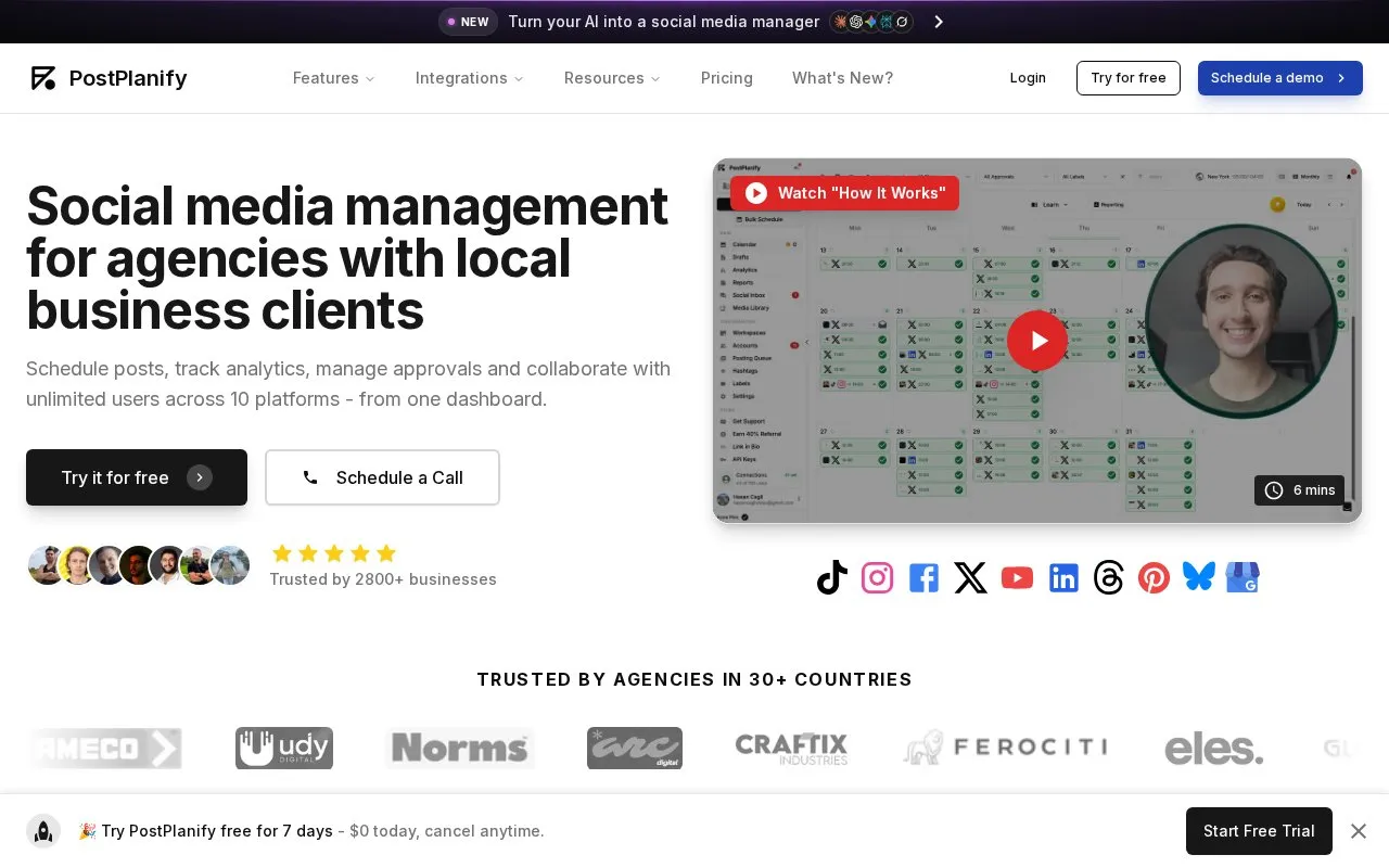 PostPlanify homepage screenshot