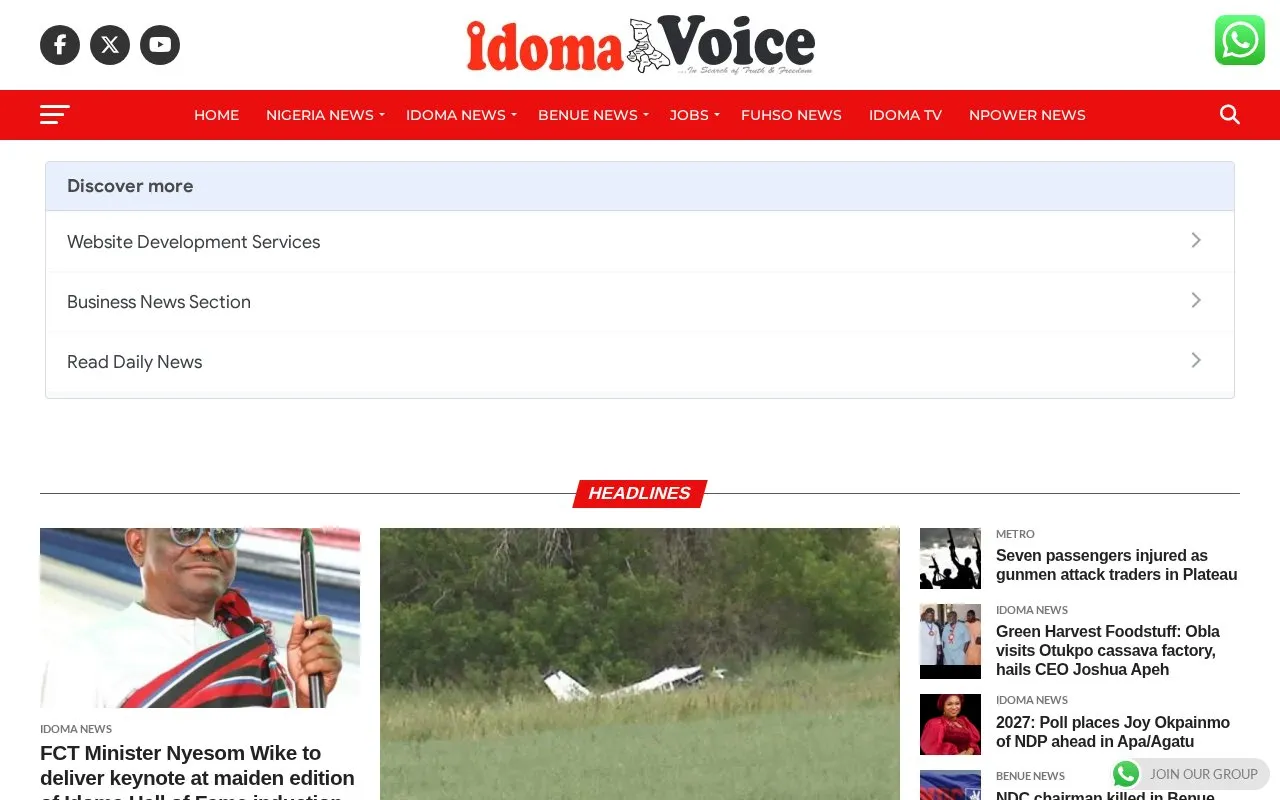 Idoma Voice Newspaper homepage screenshot