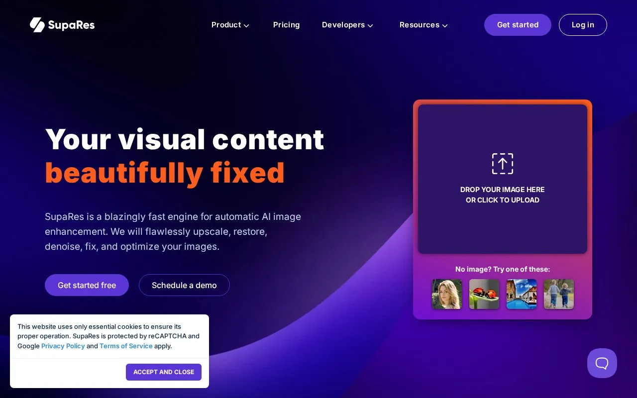 SupaRes homepage screenshot