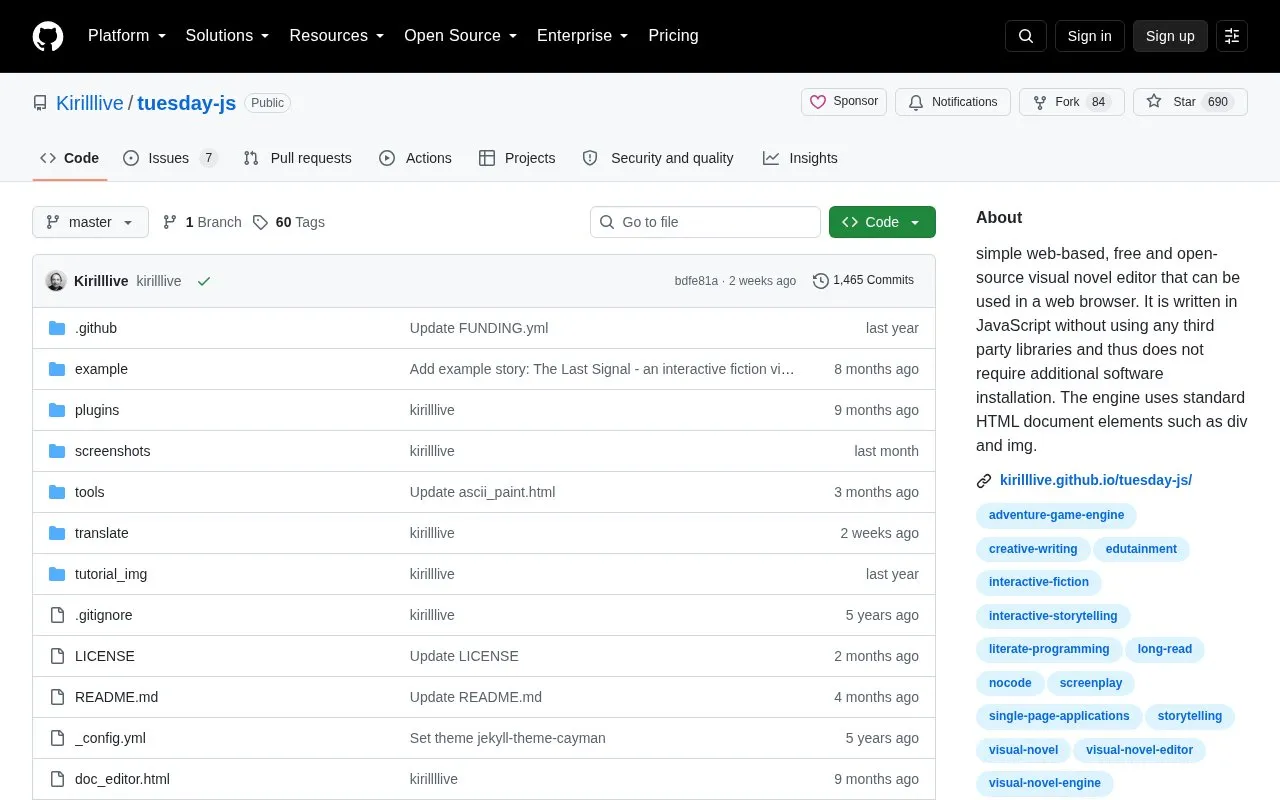 Tuesday Js homepage screenshot
