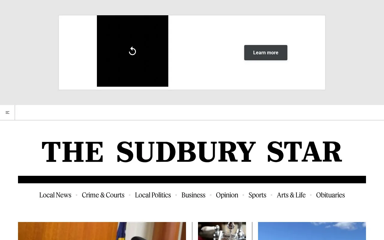 Sudbury Star homepage screenshot