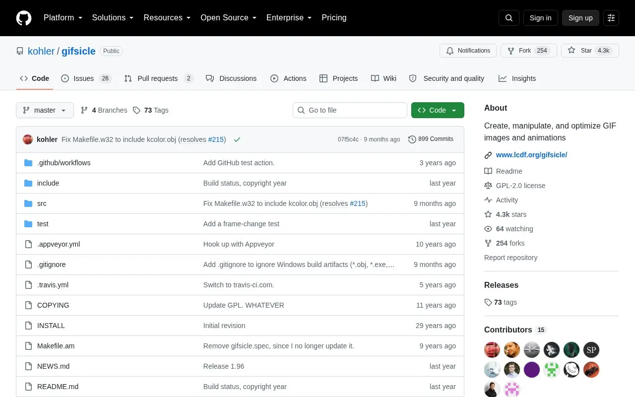 Gifsicle homepage screenshot
