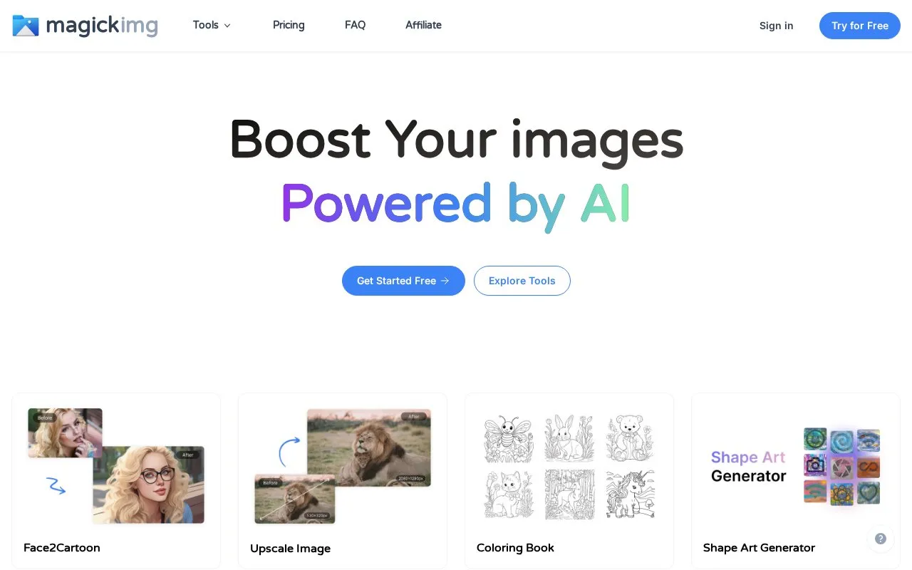 Magickimg homepage screenshot