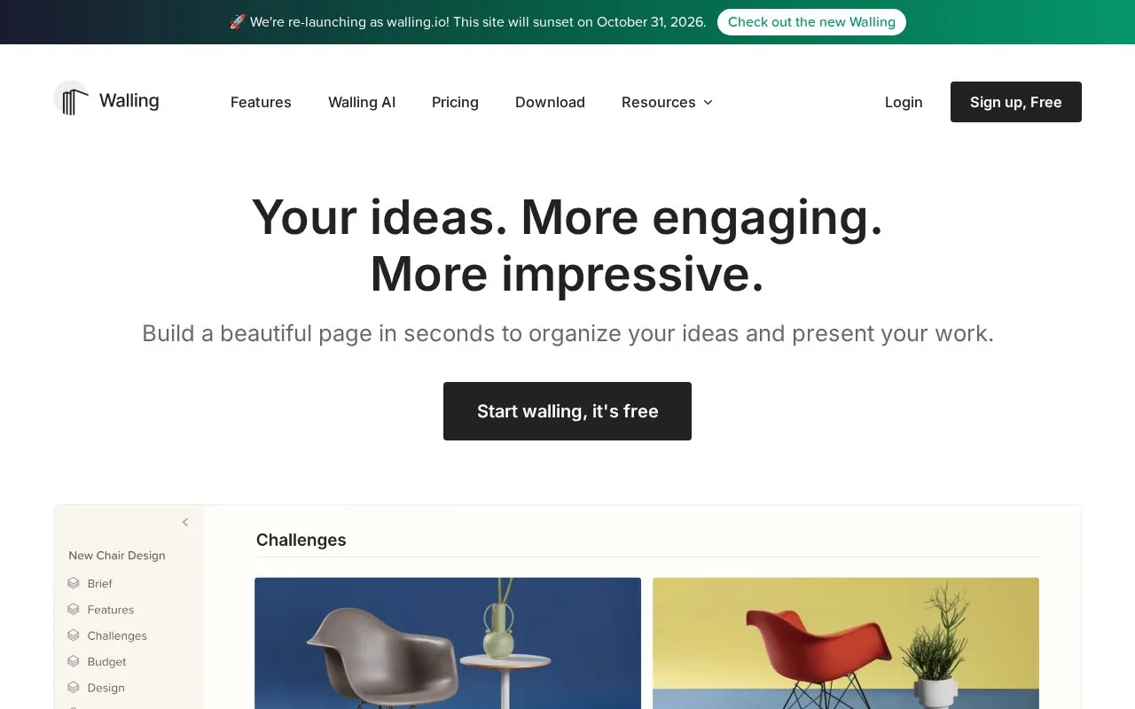 Walling homepage screenshot