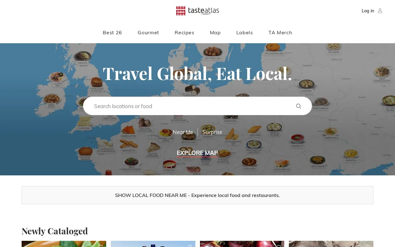 TasteAtlas homepage screenshot