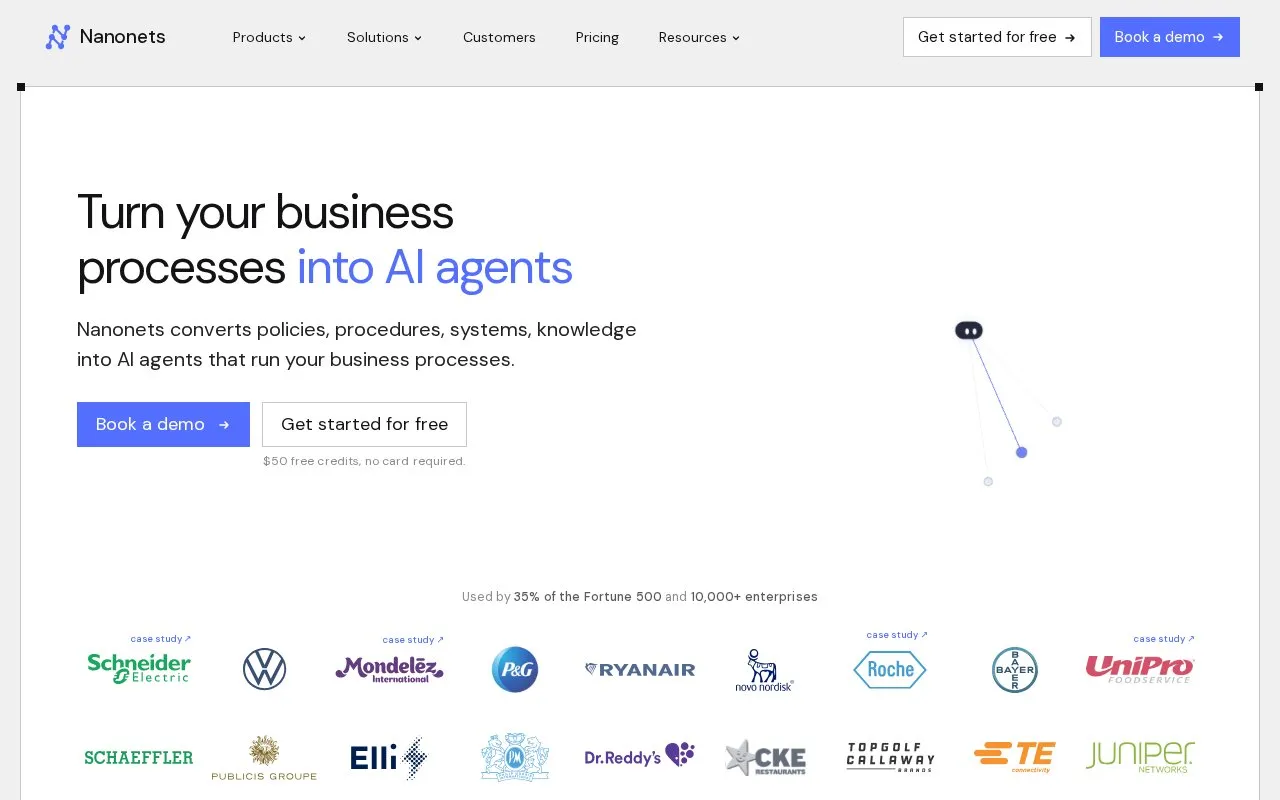 Nanonets homepage screenshot