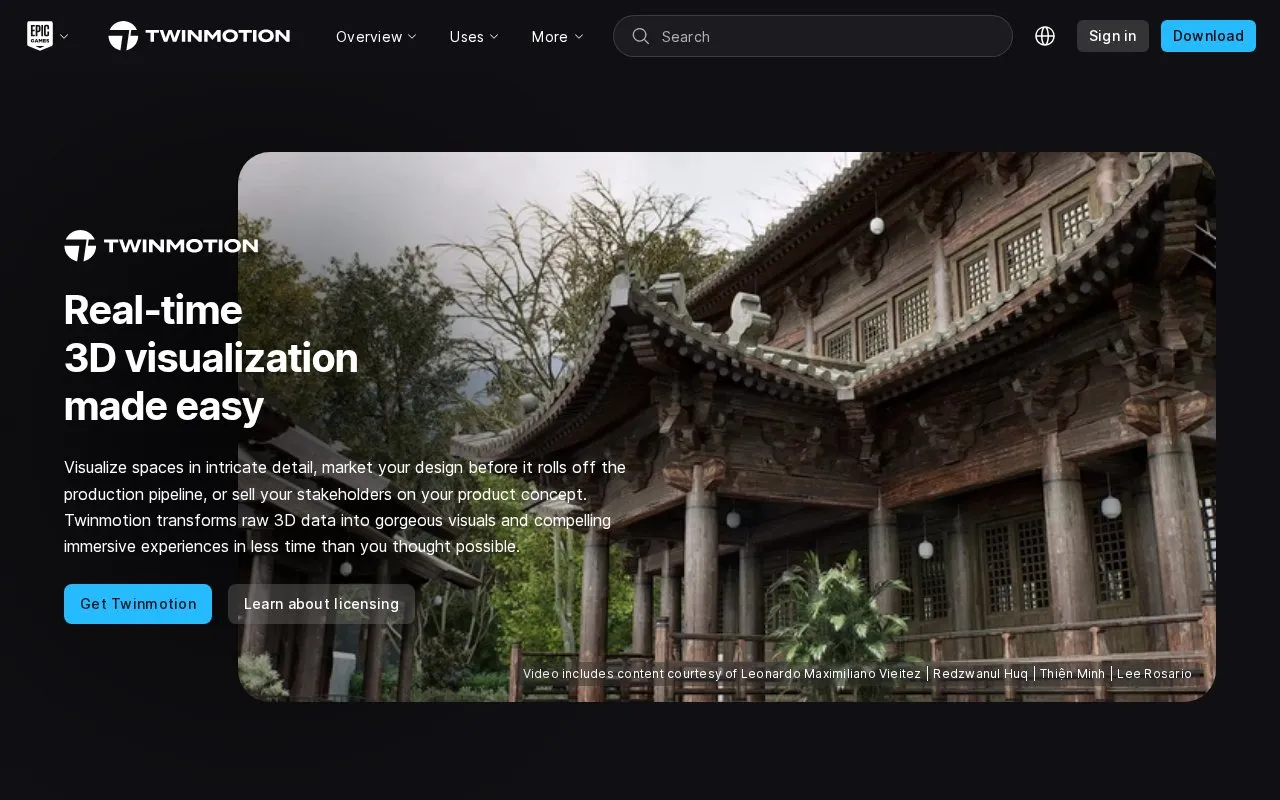 Twinmotion homepage screenshot