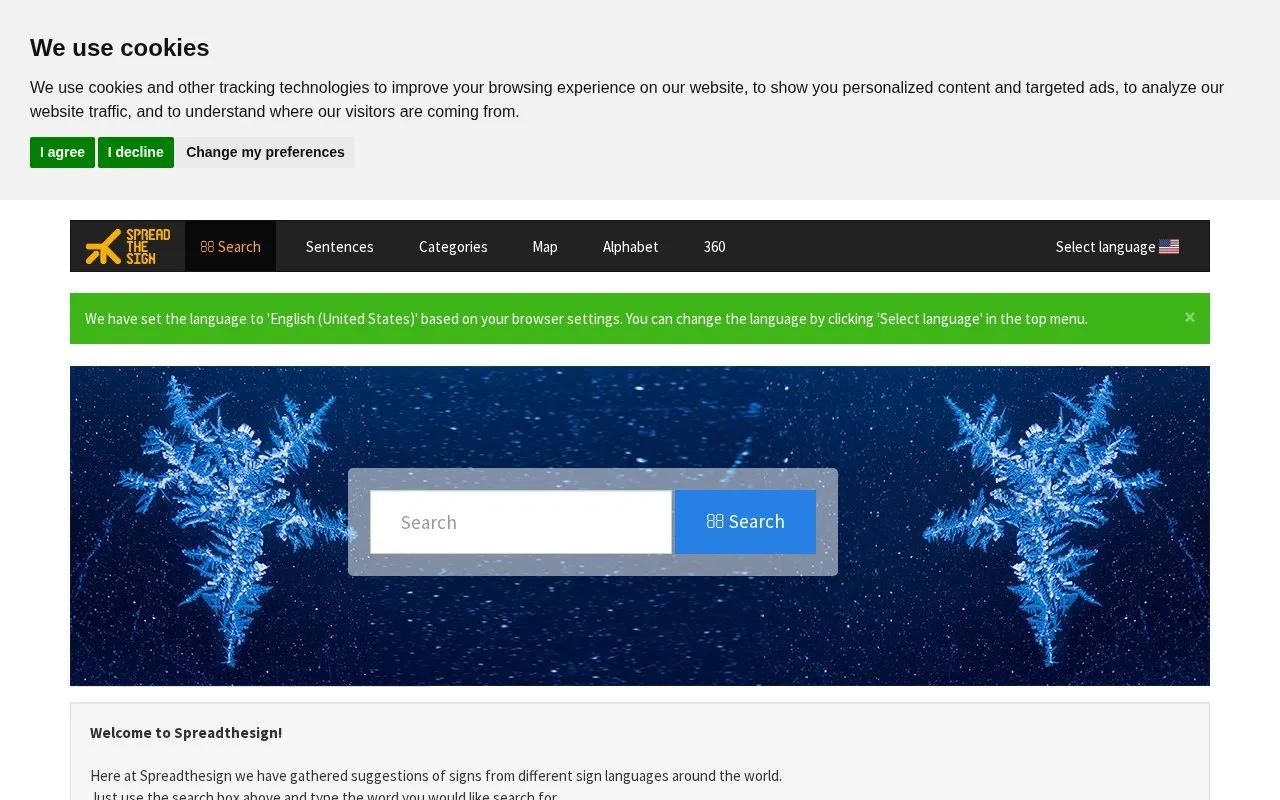 SpreadTheSign homepage screenshot