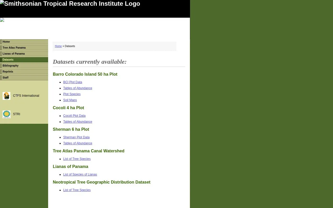 Smithsonian Tropical Research Institute Logo - Panama homepage screenshot