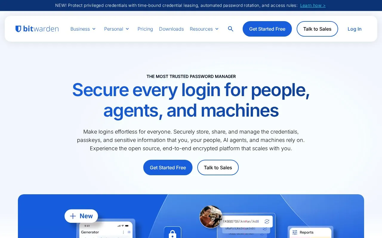 Bitwarden homepage screenshot