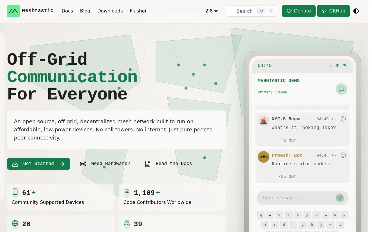 Meshtastic homepage screenshot