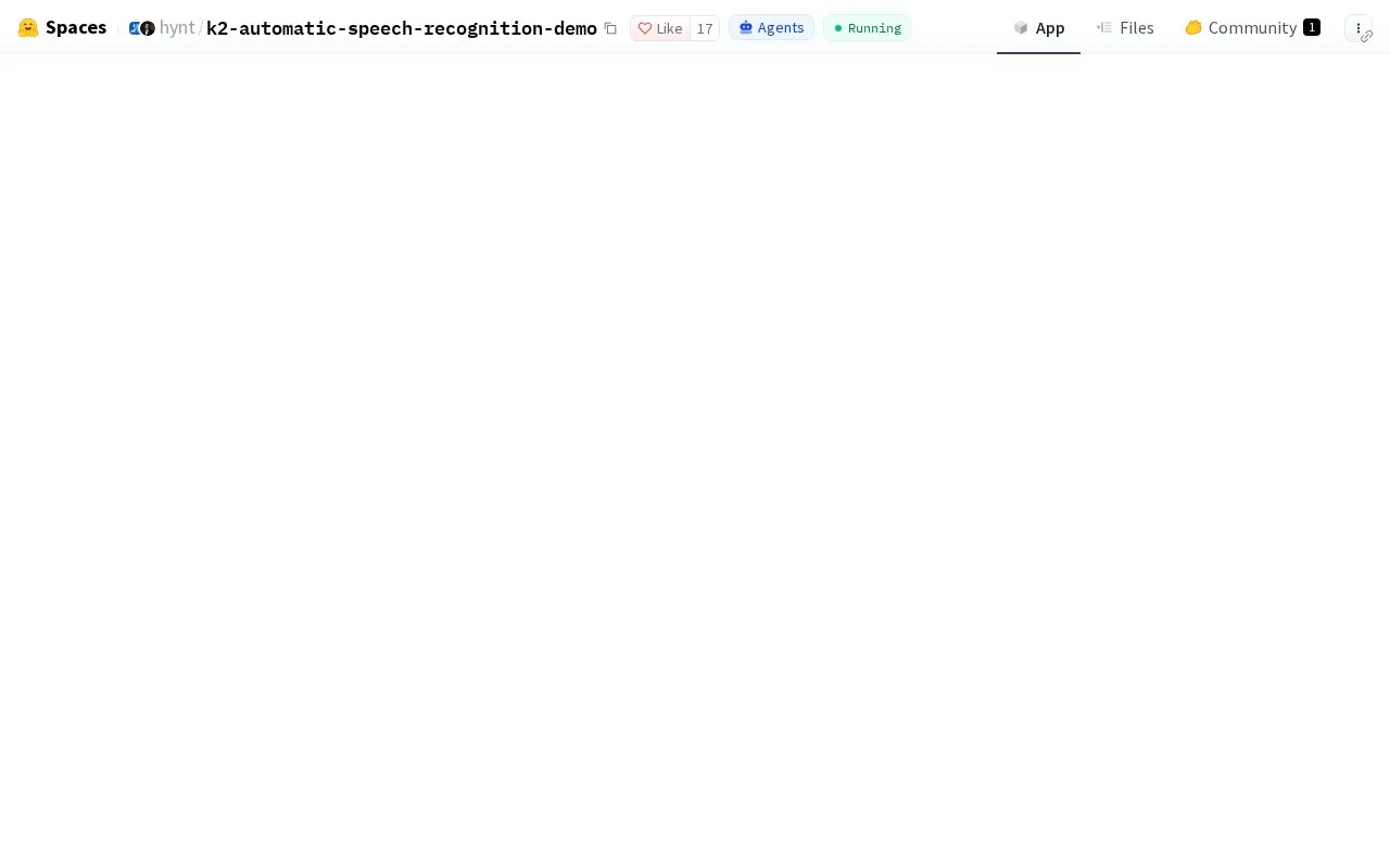 Automatic Speech Recognition homepage screenshot