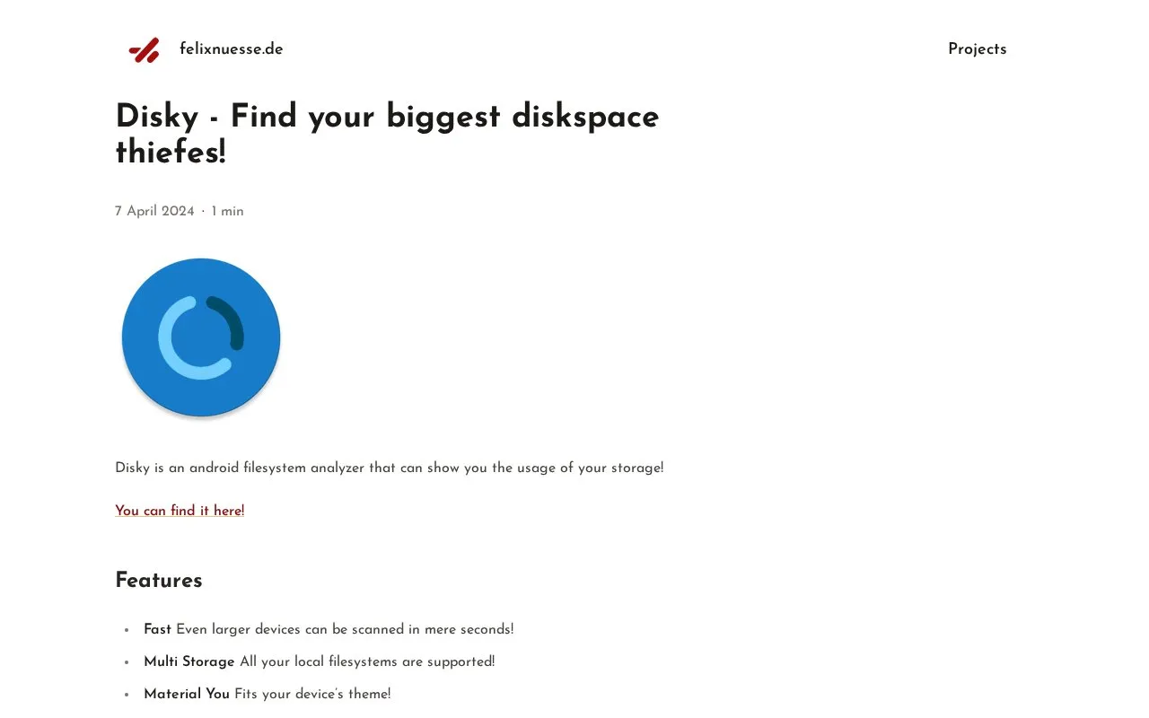 Disky homepage screenshot