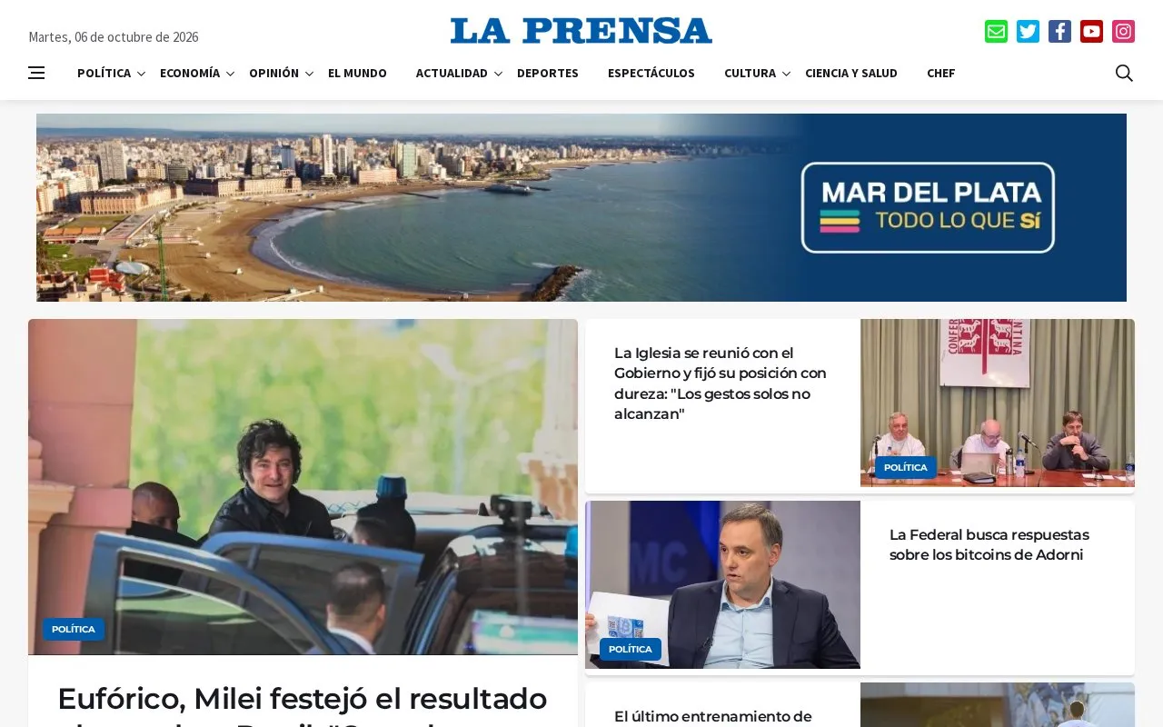 La Prensa homepage screenshot