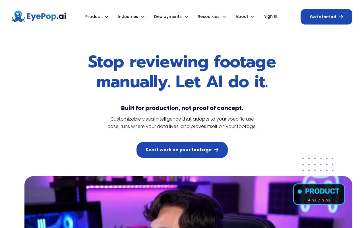 EyePop.ai homepage screenshot