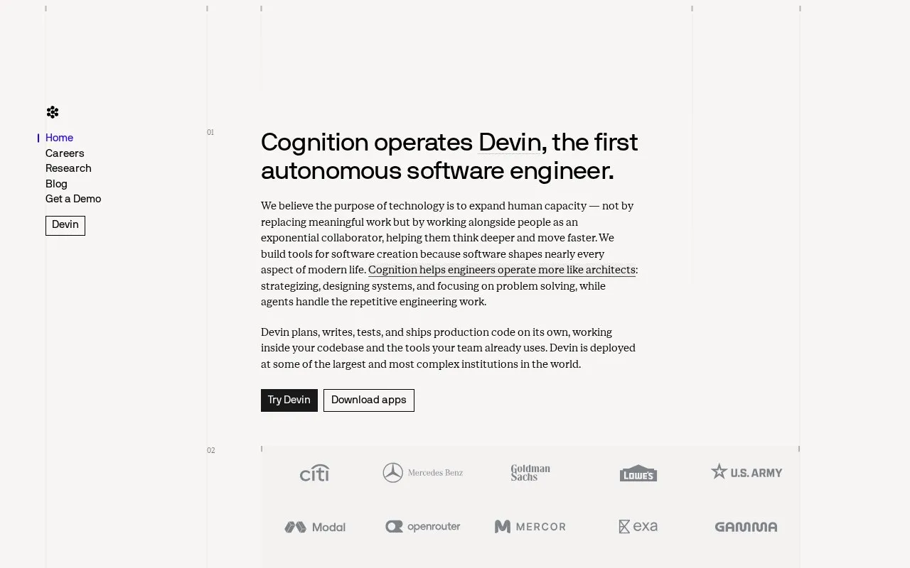 Cognition Labs homepage screenshot