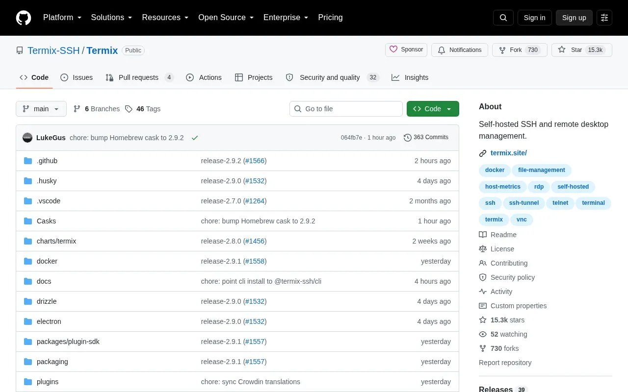 Termix homepage screenshot