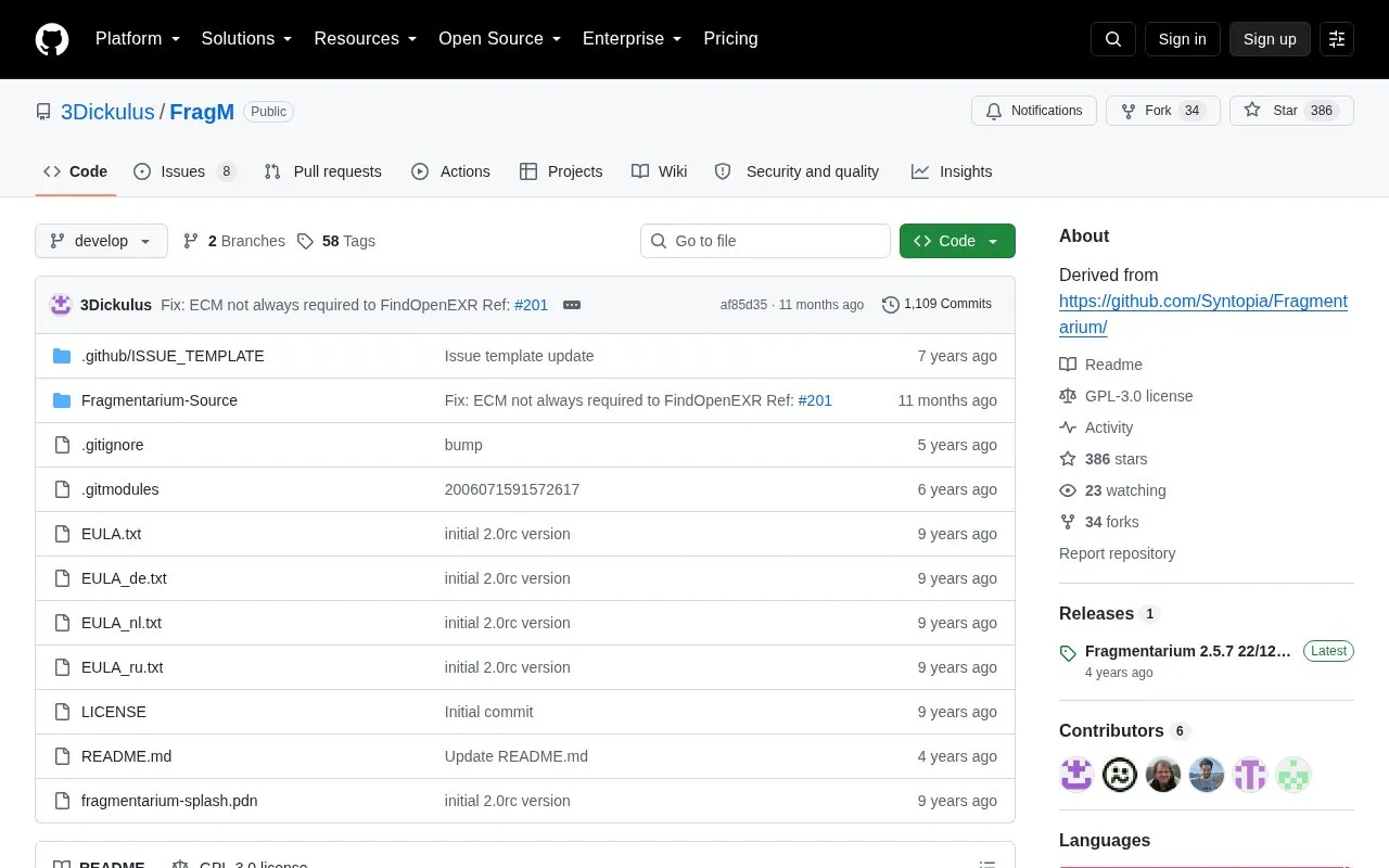 FragM homepage screenshot