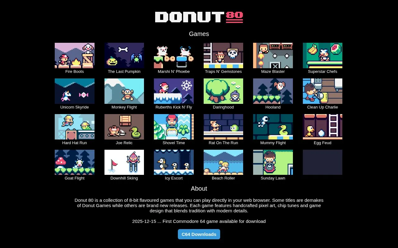 Donut 80 homepage screenshot