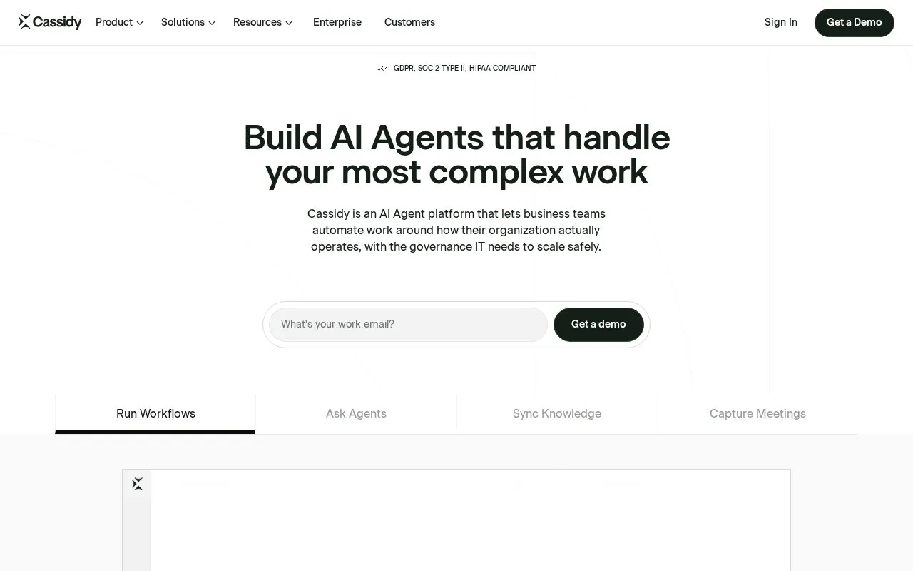 Cassidy homepage screenshot